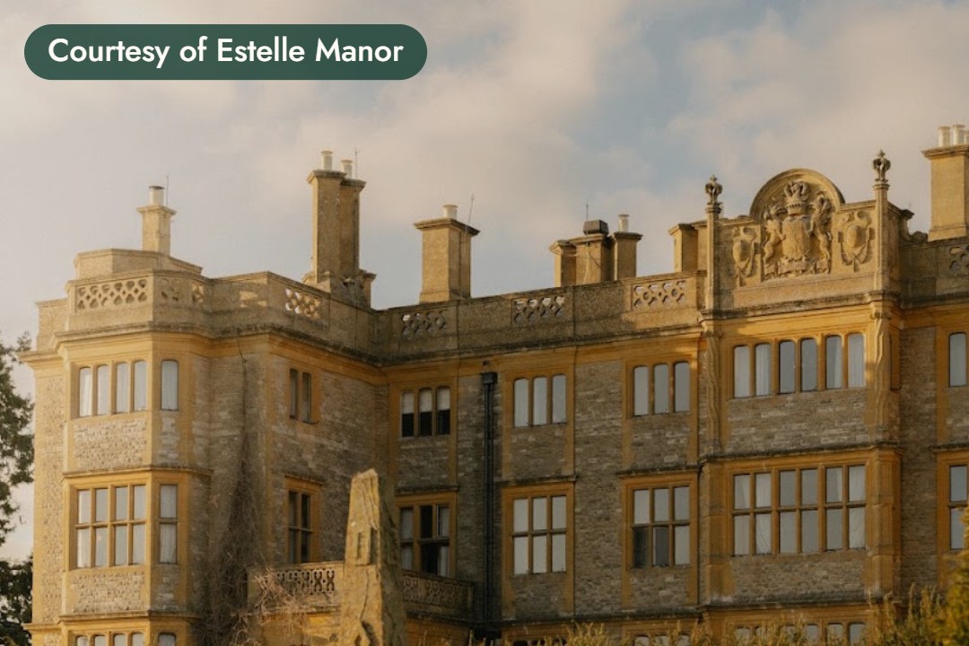 A golden stone manor house in the English countryside. Courtesy of Estelle Manor.